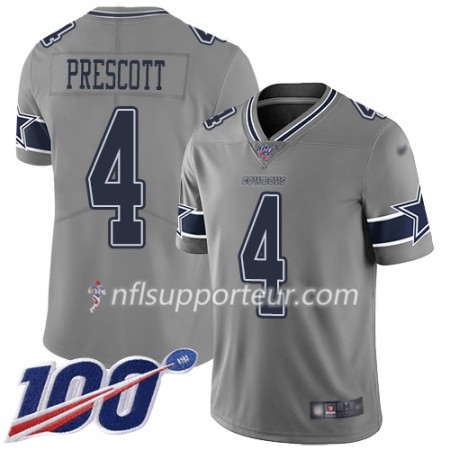 Maillot Homme Dallas Cowboys Dak Prescott 4 Nike Gris 100th